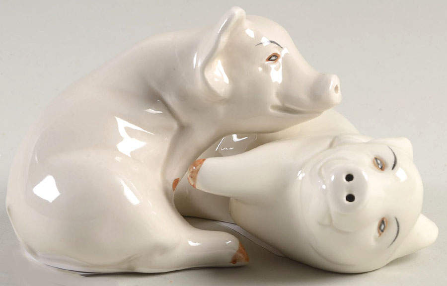 Pigs Figural Salt and Pepper by Fitz & Floyd-1