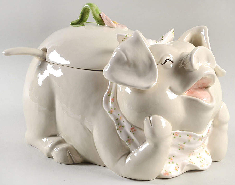 Pigs Tureen & Lid w/Ladle by Fitz & Floyd-1