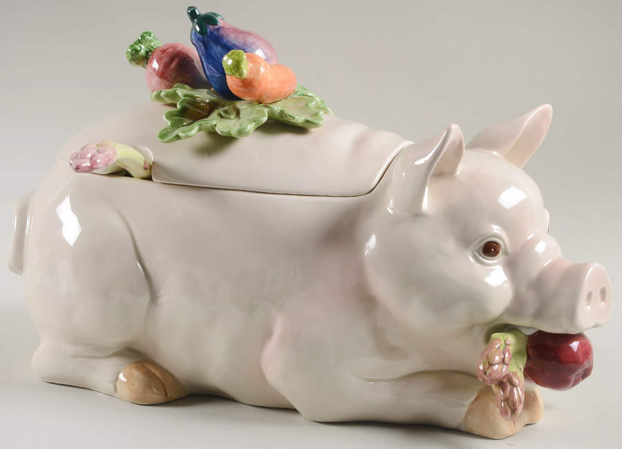 Pigs Tureen & Lid w/Ladle by Fitz & Floyd-1