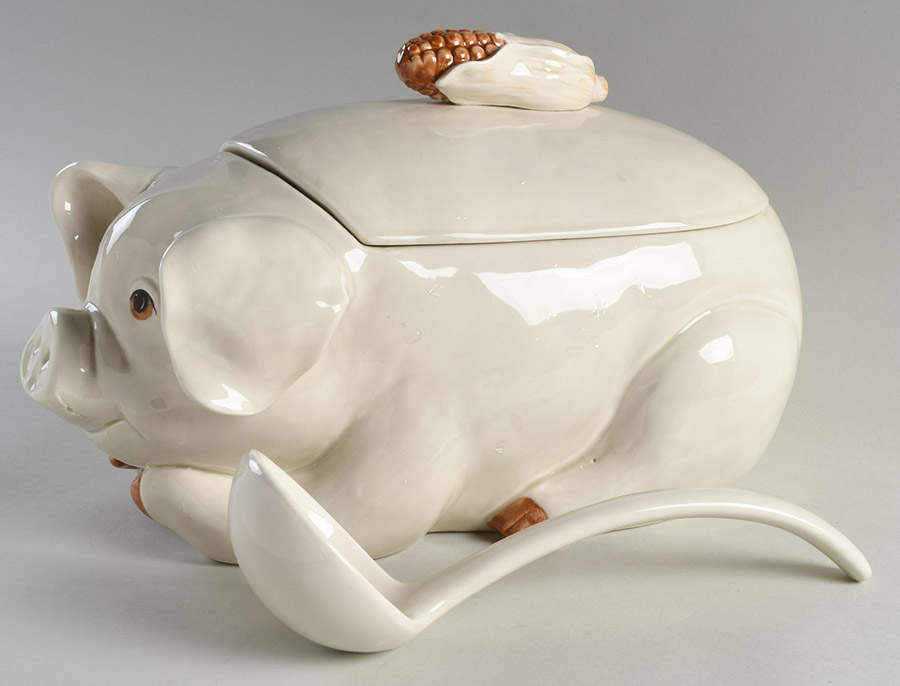 Pigs Tureen & Lid W/Ladle by Fitz & Floyd-1