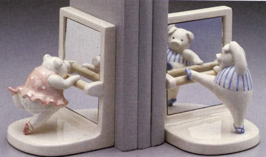 Pigs Figural China Bookend - Set of 2 by Fitz & Floyd-1