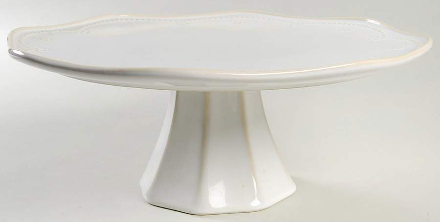 Fontinella White 13" Diameter Pedestal Cake Stand by Food Network-1