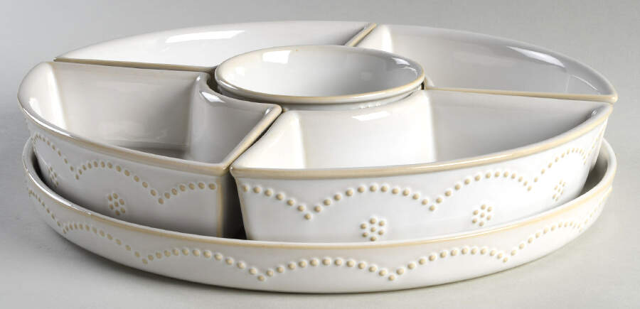 Fontinella White 6-Piece Relish (Tray & 5 Inserts) by Food Network-1
