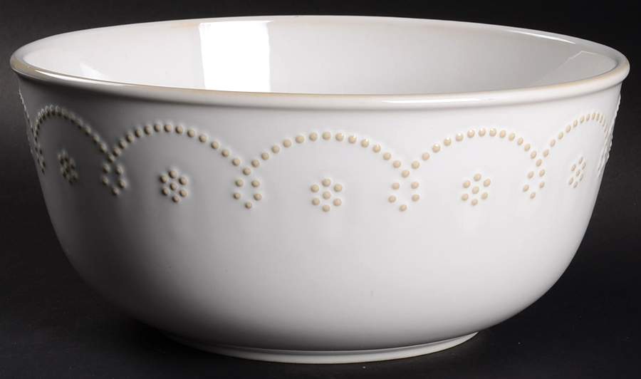 Fontinella White 10" Round Serving Bowl by Food Network-1
