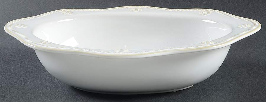 Fontinella White 11" Oval Vegetable Bowl by Food Network-1