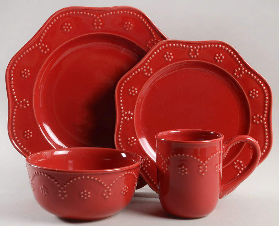 Fontinella Red 4 Piece Place Setting by Food Network-1