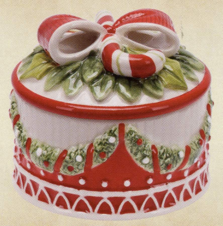 Candy Cane Santa Round Box & Lid by Fitz & Floyd-1