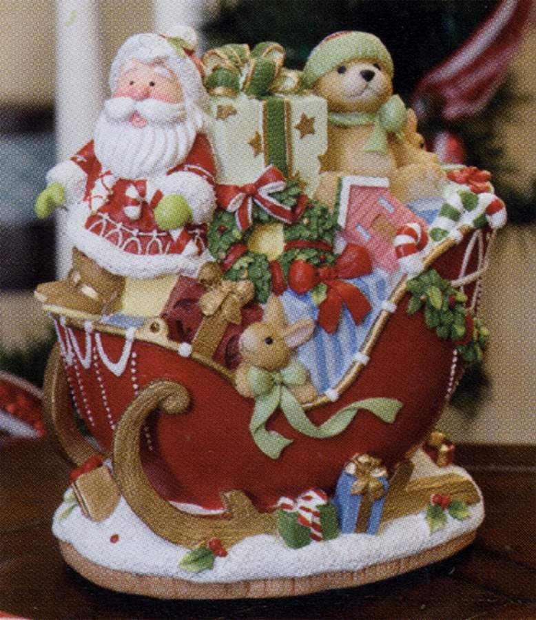 Candy Cane Santa Musical Figurine by Fitz & Floyd-1