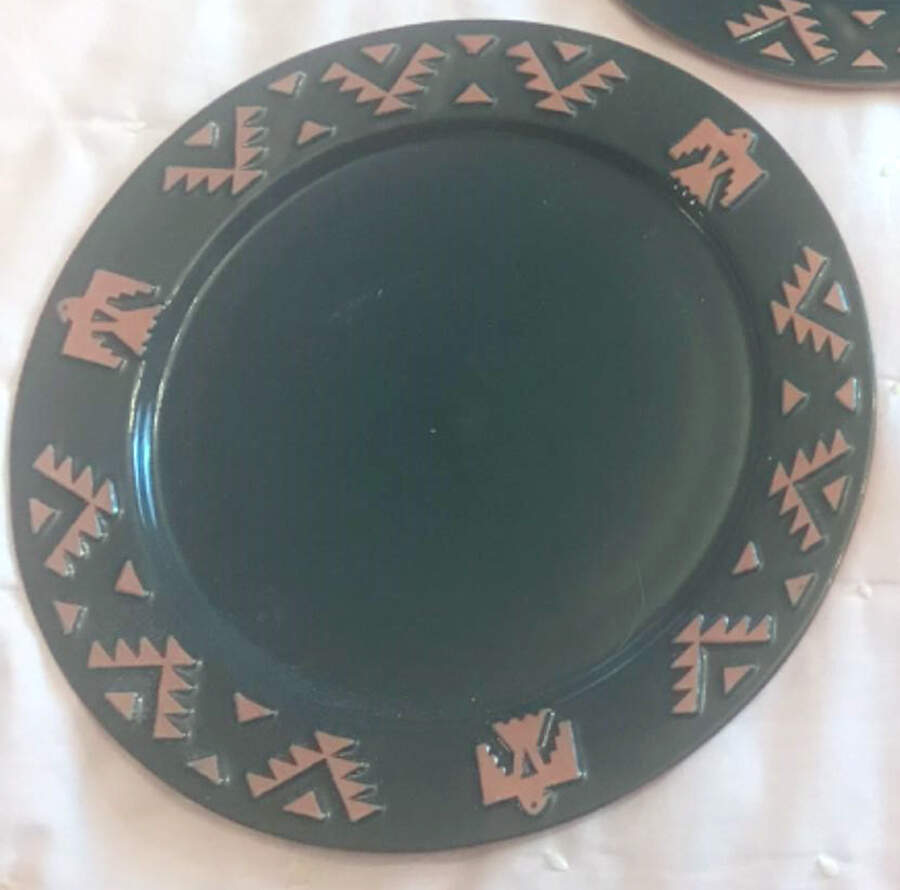 Native American Forest Green Dinner Plate by Frankoma-1