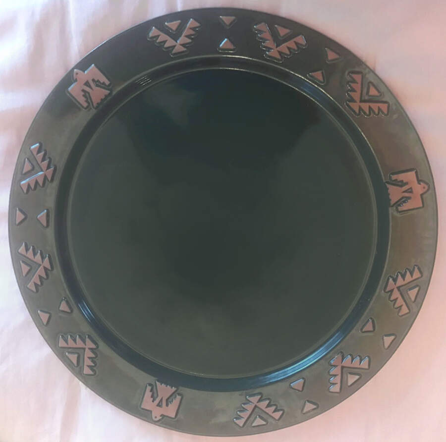 Native American Forest Green 13" Chop Plate (Round Platter) by Frankoma-1