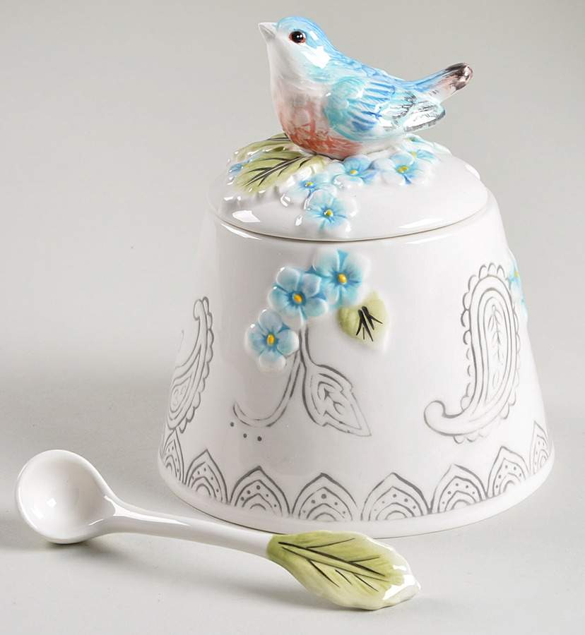 Paisley Park Condiment Jar & Lid w/Spoon by Fitz & Floyd-1