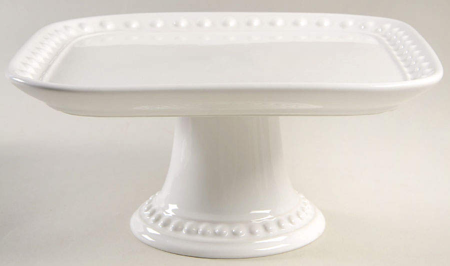 Delmar White 10" Diameter Square Pedestal Cake Stand by Fapor (Portugal)-1