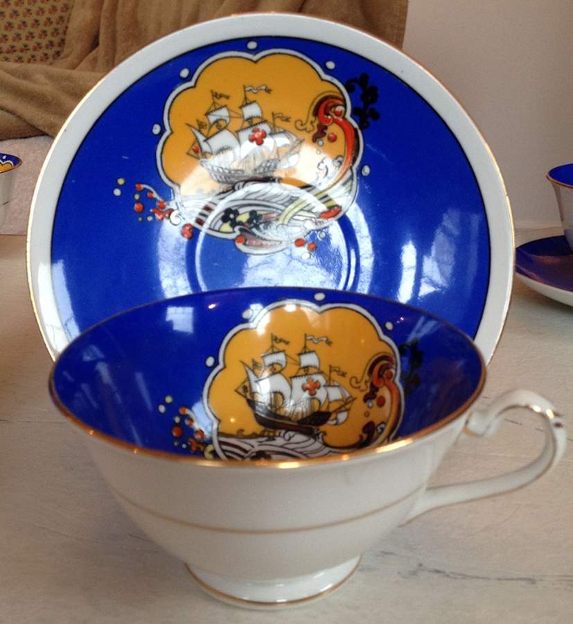 465 Footed Cup & Saucer Set by Foley-1