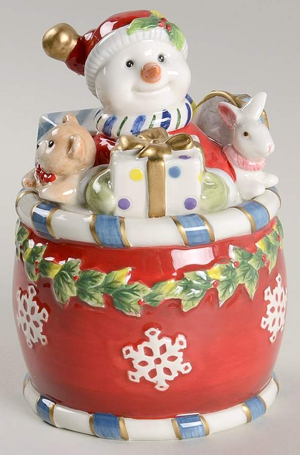 Christmas Snowman Sugar Bowl & Lid by Fitz & Floyd-1