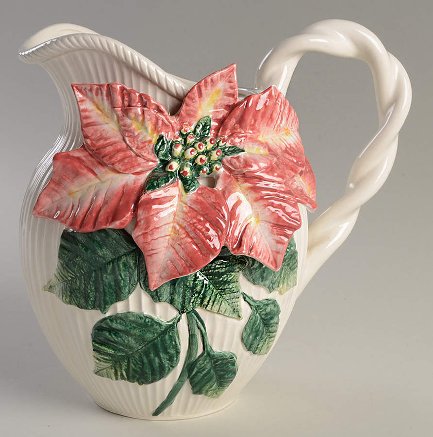 Old World Christmas Poinsettia 80 Oz Pitcher by Fitz & Floyd-1