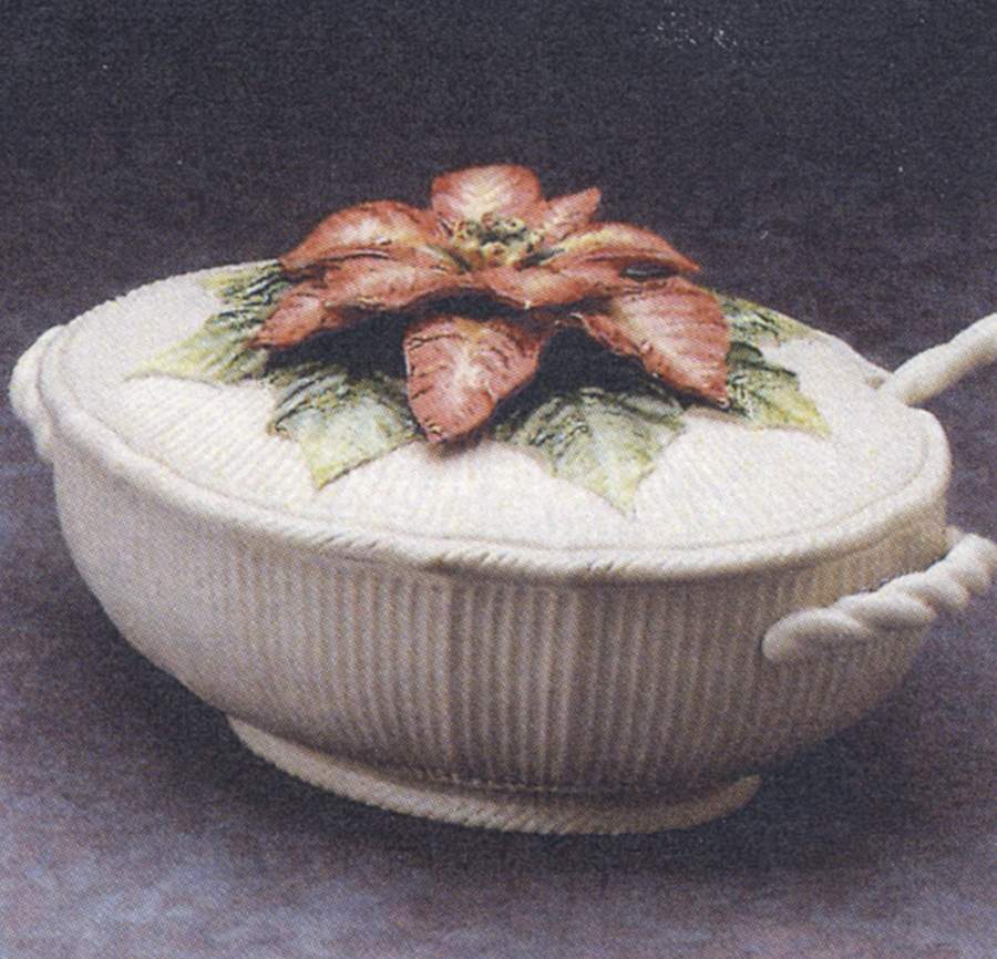 Old World Christmas Poinsettia Tureen & Lid w/Ladle by Fitz & Floyd-1