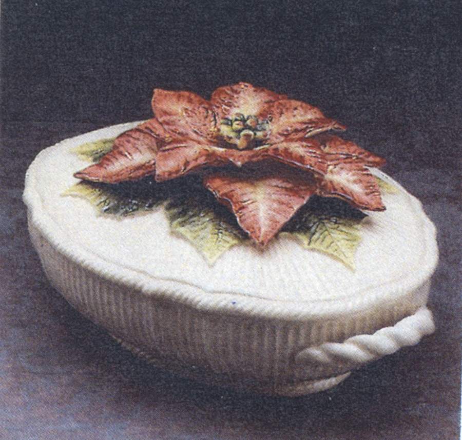 Old World Christmas Poinsettia Oval Covered Vegetable by Fitz & Floyd-1