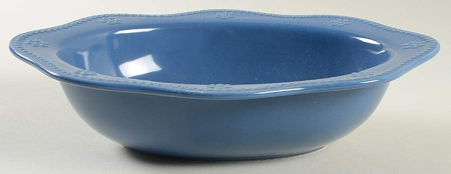 Fontinella Denim Blue 11" Oval Vegetable Bowl by Food Network-1