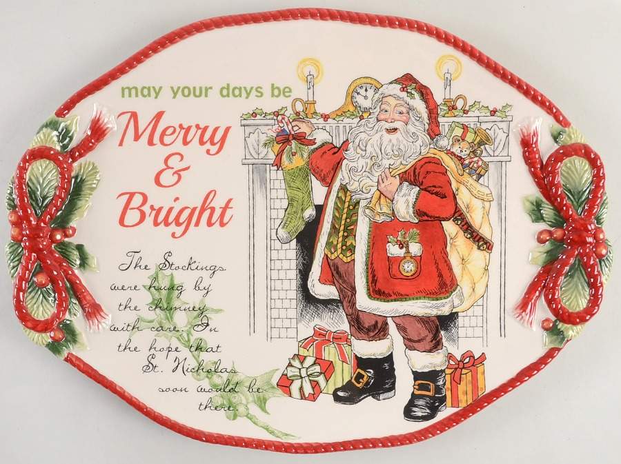 Night Before Christmas 17" Oval Serving Platter by Fitz & Floyd-1