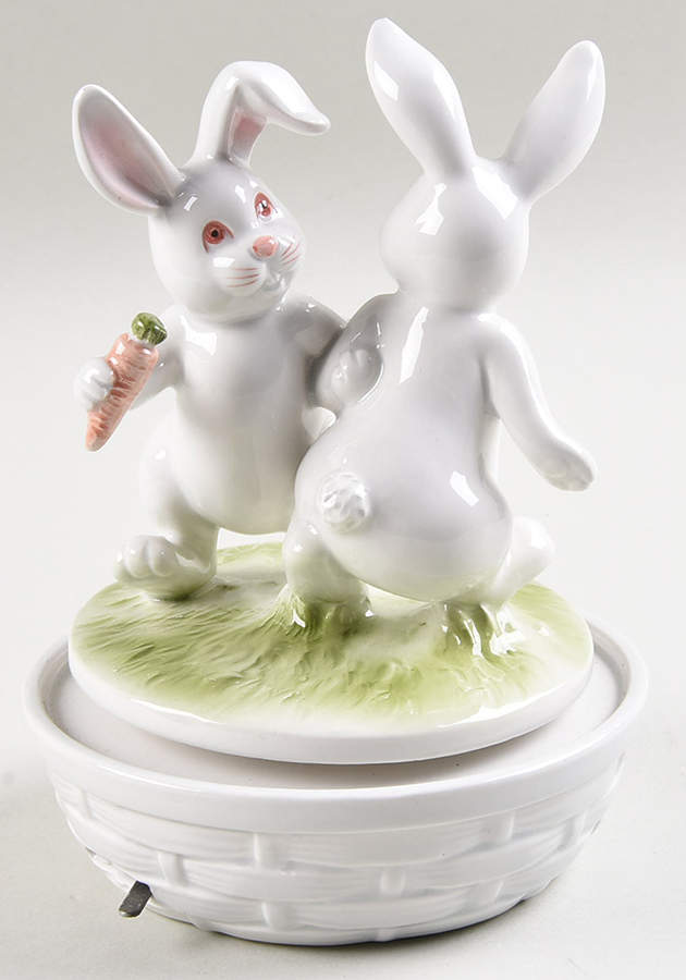 Bunny Hop Music Box by Fitz & Floyd-1