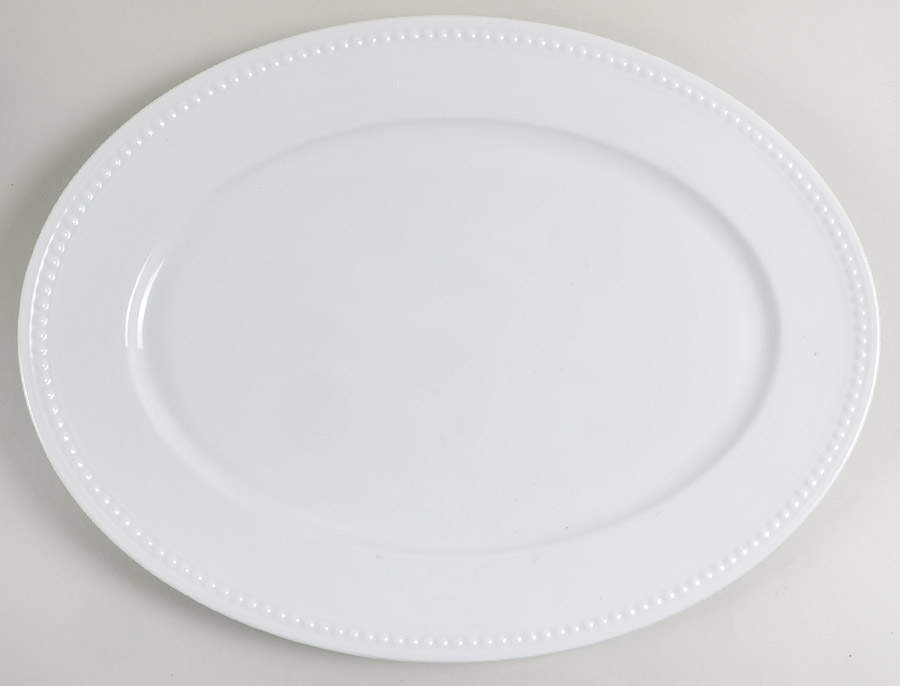 Everyday White Beaded 15" Oval Serving Platter by Fitz & Floyd-1