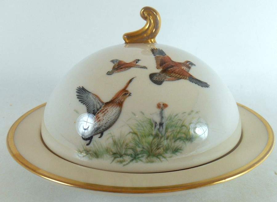 Game Birds (Gold Trim, Coupe) Round Butter No Lid by Flintridge-1