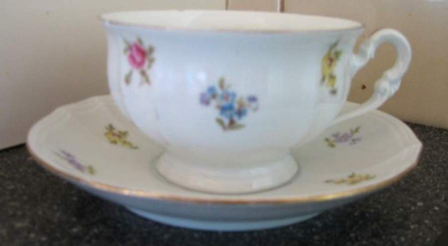 3604 Footed Cup & Saucer Set by Furstenberg-1