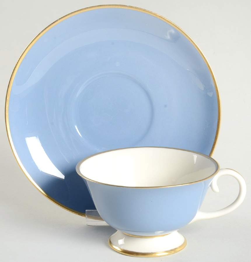 Sylvan-California Dutch Blue (Rim) Footed Cup & Saucer Set by Flintridge-1
