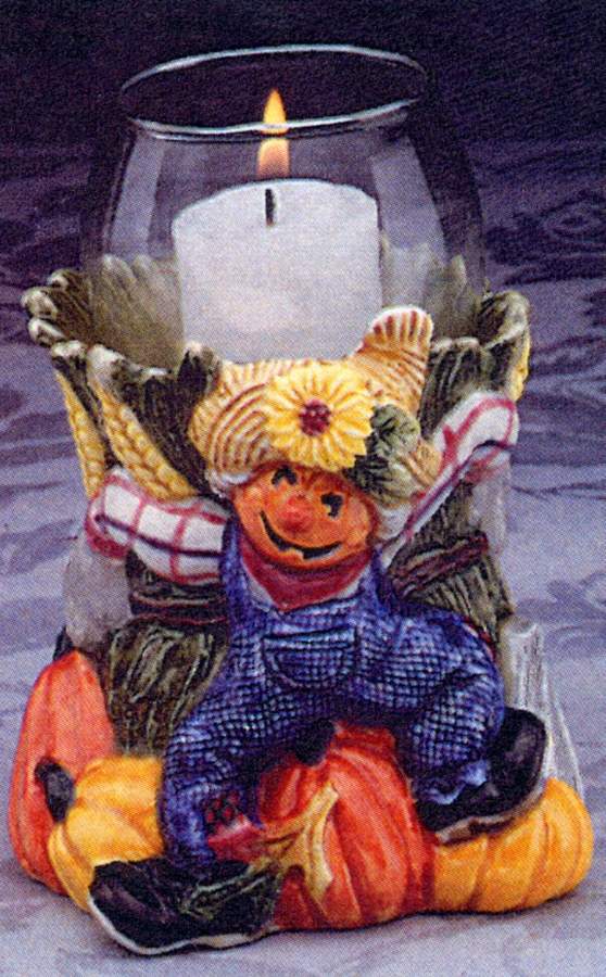 Scarecrow Votive Candleholder with Glass Globe by Fitz & Floyd-1