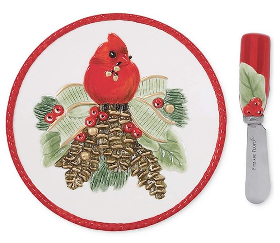 Winter Claus Snack/Canape Plate & Spreader by Fitz and Floyd-1