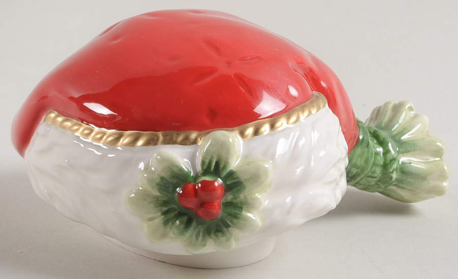 Poinsettia Santa Lid for Figural Teapot by Fitz & Floyd-1