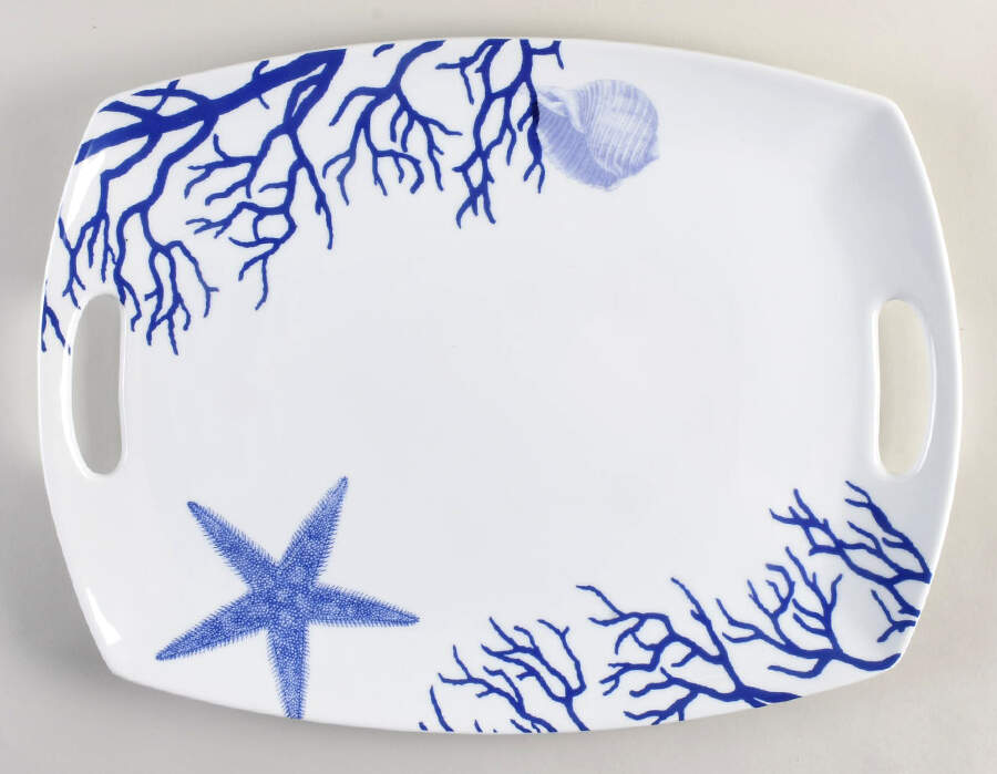 Coastal 17" Rectangular Handled Serving Platter by Fitz & Floyd-1