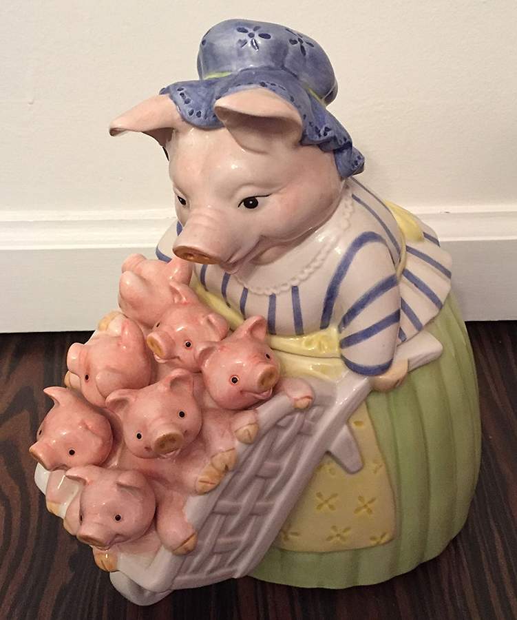 Prunella Pig Cookie Jar & Lid by Fitz & Floyd-1