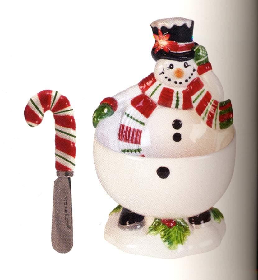 Top Hat Frosty Figural Dip Bowl & Spreader Set by Fitz and Floyd-1