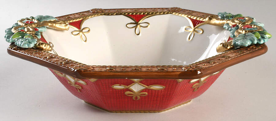 Yuletide Holiday 11" Octagonal Serving Bowl by Fitz & Floyd-1