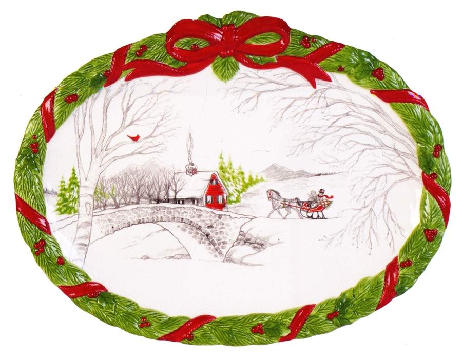 Vintage Holiday 13" Cookie Platter by Fitz and Floyd-1