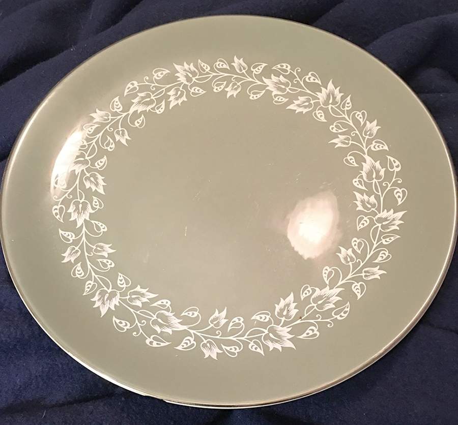 Brocade Sage Green Dinner Plate by Flintridge-1