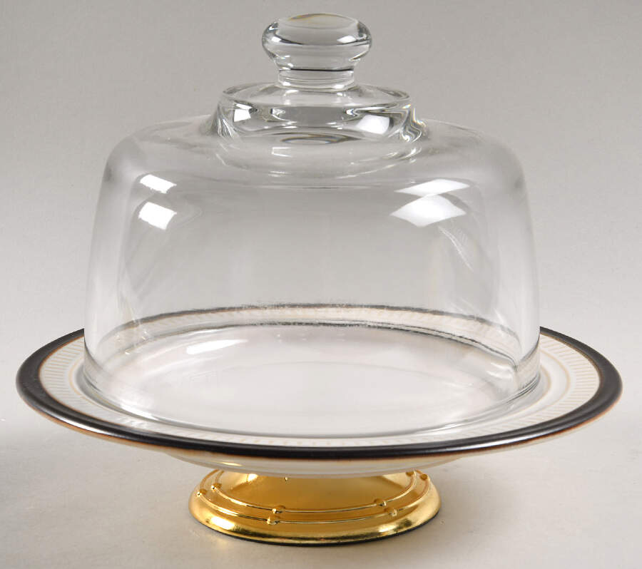 Biscotti White 6 1/2"-7 1/2" Footed Cheese Plate w/ Glass Dome HC by Food Network-1