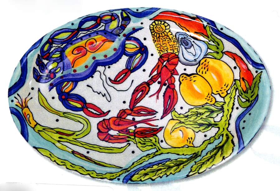 Coastal Collection 19" Oval Serving Platter by Caffco-1
