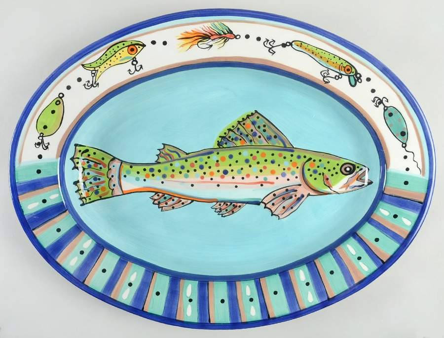 Fins Collection 19" Oval Serving Platter by Caffco-1