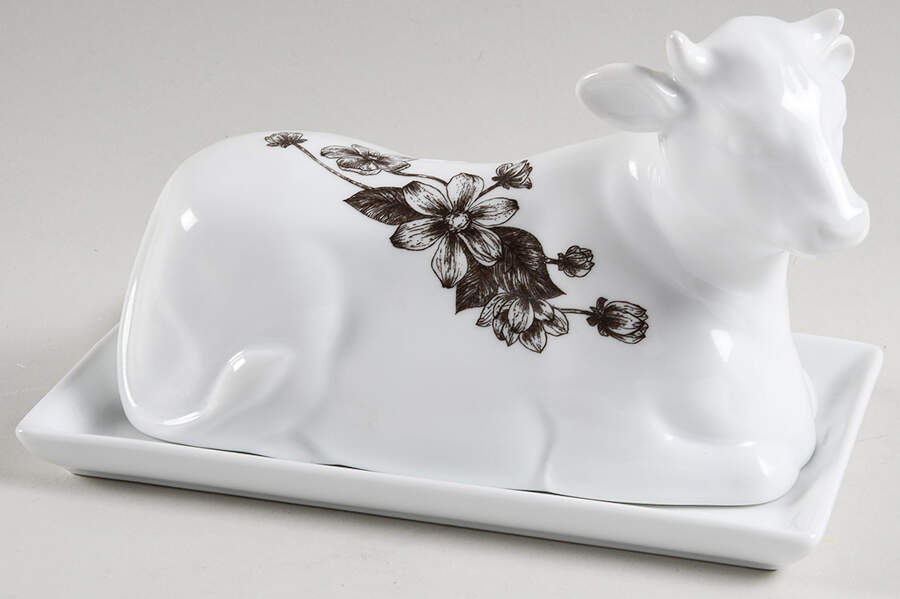 Farmstead Home 1/4 Pound Figural Covered Butter by Fitz & Floyd-1