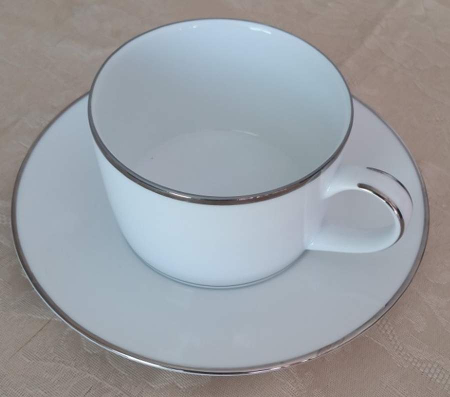 Windsor Silver Flat Cup & Saucer Set by Fairmont Porcelain-1