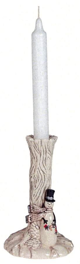 Wintry Woods Snowman 6" Candlestick by Fitz & Floyd-1