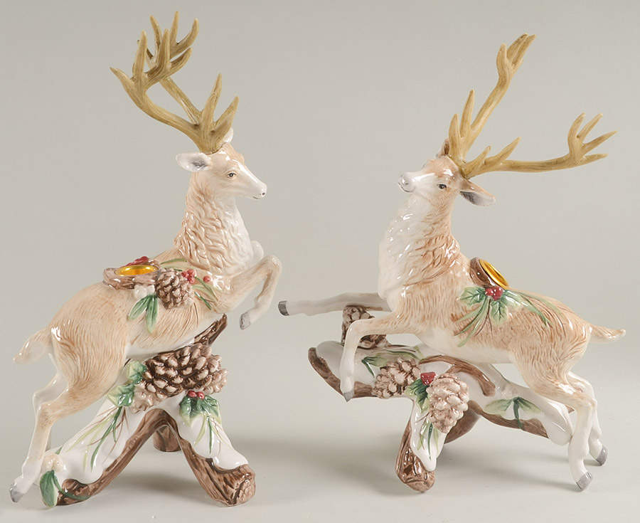 Forest Frost Candleholder Figural Set - Set of 2 (CANHF1 & CANHF2) by Fitz & Floyd-1