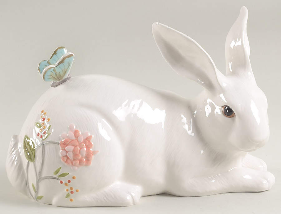 Butterfly Fields Lying Rabbit Figurine by Fitz & Floyd-1