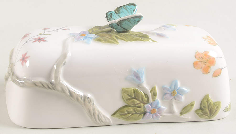 Butterfly Fields Lid for 1/4 Lb Butter by Fitz & Floyd-1