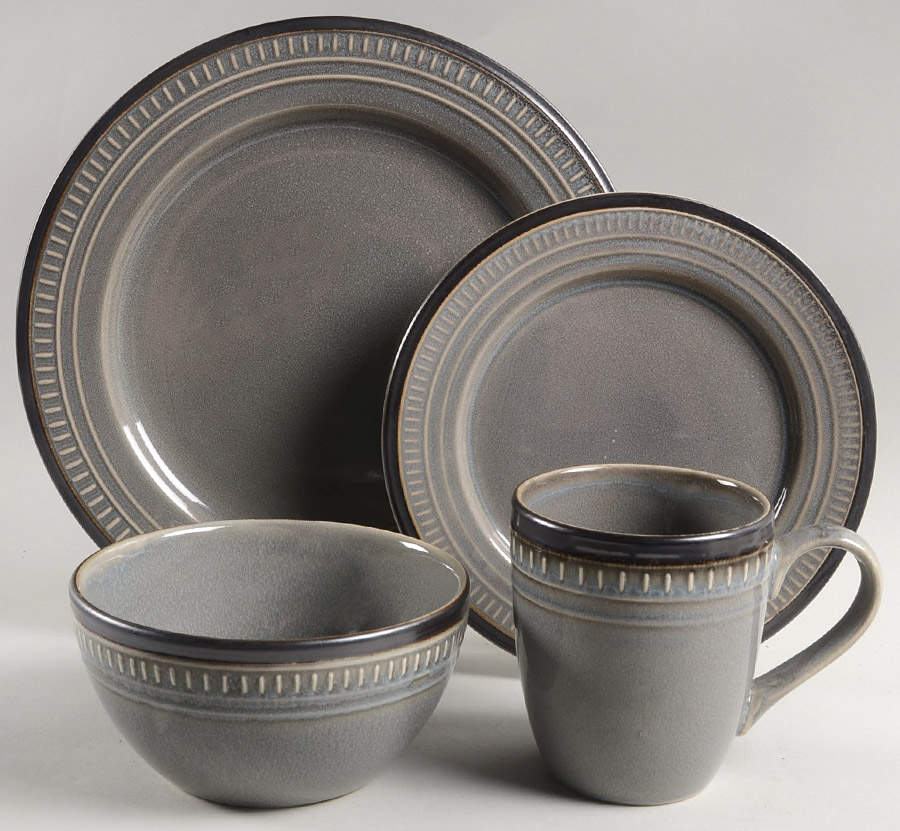 Biscotti Gray 4 Piece Place Setting by Food Network-1