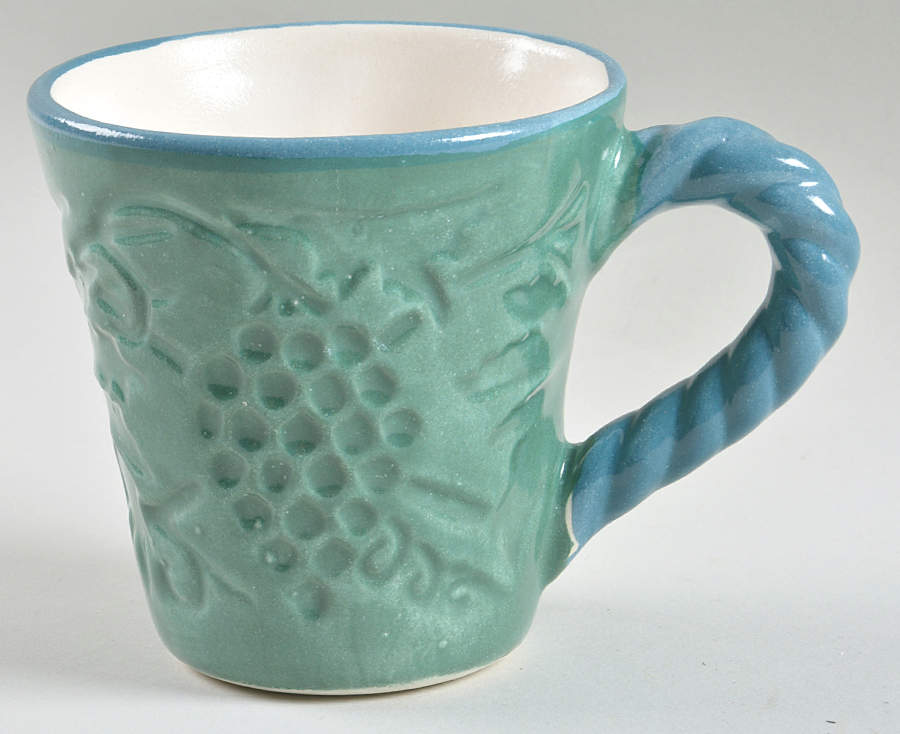 Grape Garland Embossed Green (Blue Trim) Mug by Fioriware-1