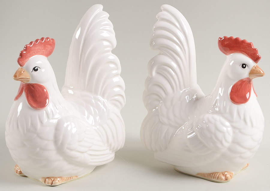 Chicken White China Bookend - Set of 2 by Fitz & Floyd-1