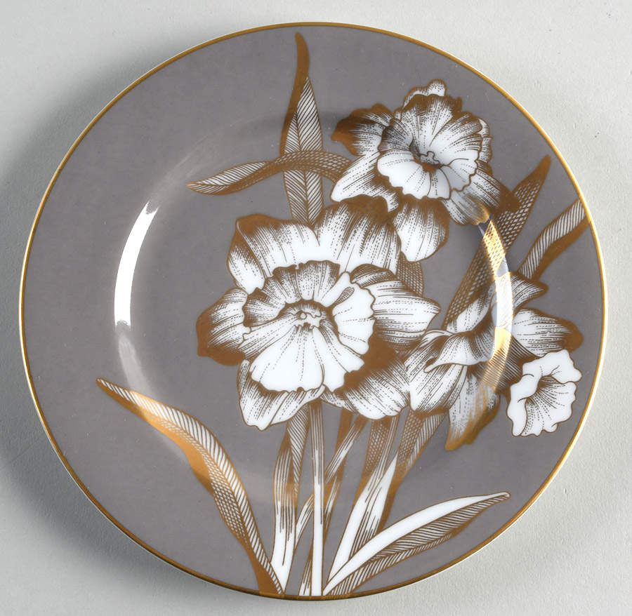 Golden Daffodil Gray Salad Plate by Fitz & Floyd-1